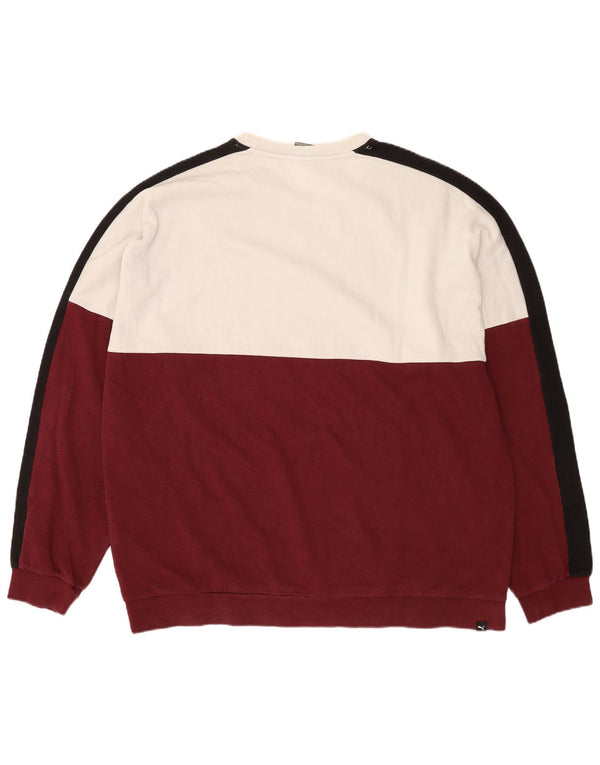 Męska bluza Puma Sweter 2XL Bordowa bawełna z blokami kolorów