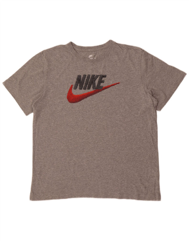 Męski T-shirt z grafiką Nike, duży, szary, bawełniany w cętki