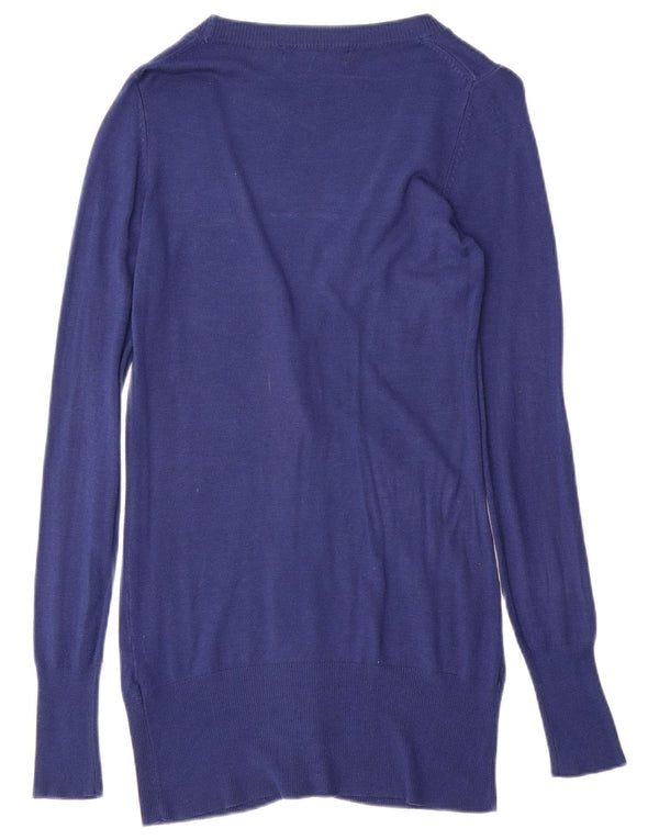 Damski sweter o przedłużonym fasonie ZARA UK 10 Small, granatowy, wiskozowy