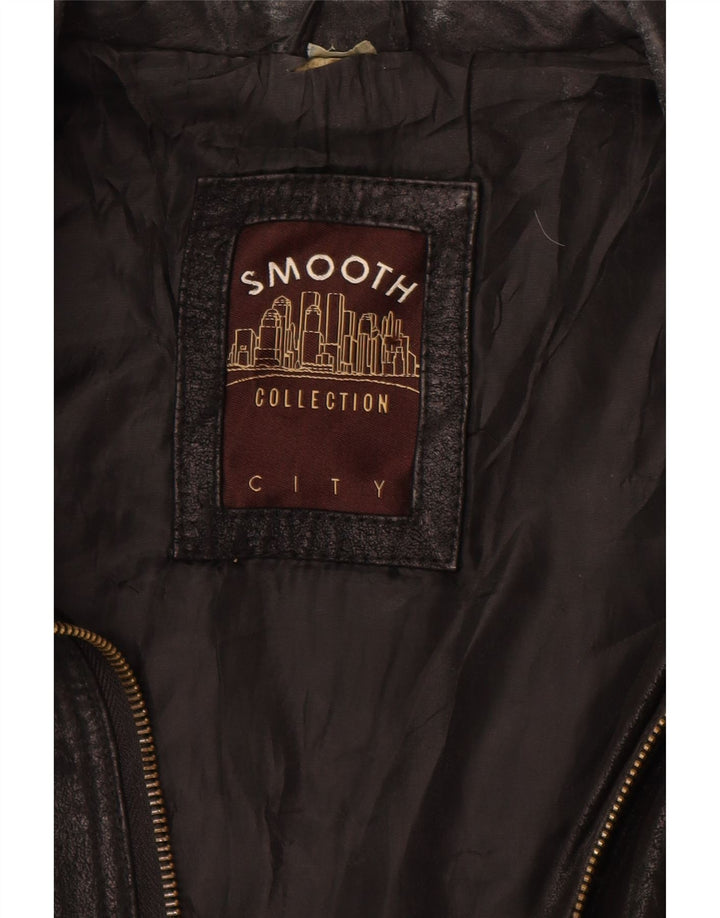 Męska kurtka skórzana VINTAGE UK 40, duża czarna skóra z blokami kolorów