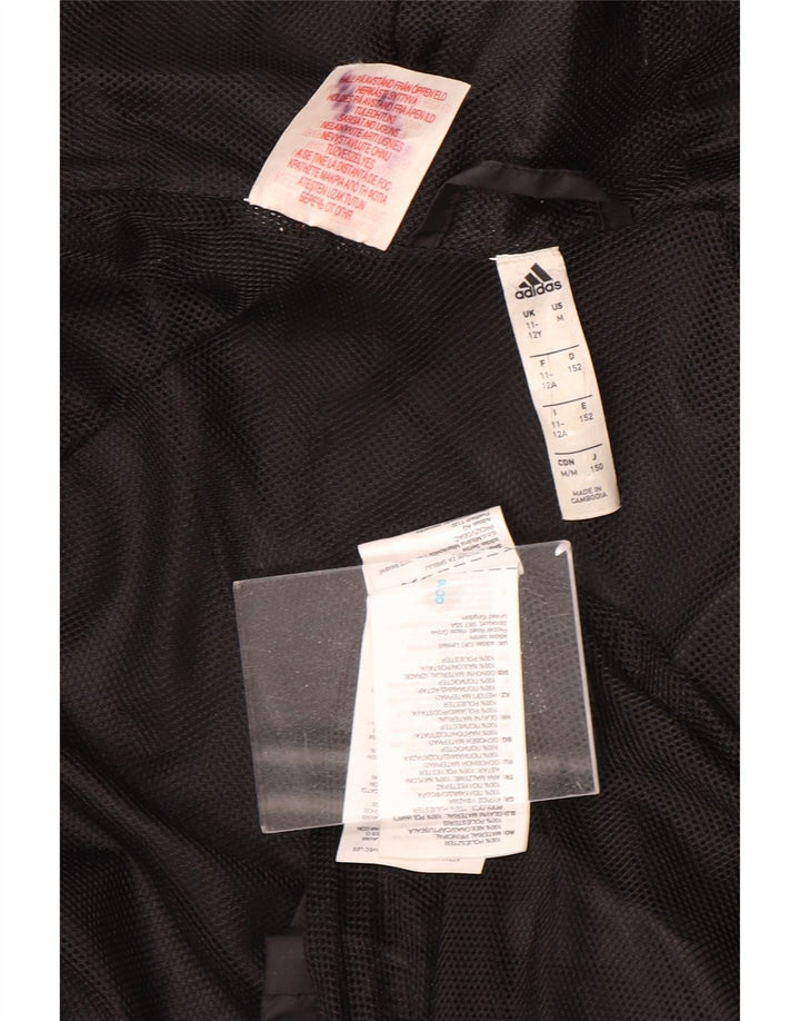 Chłopięca kurtka przeciwdeszczowa Adidas z kapturem, 11-12 lat, czarna, nylonowa