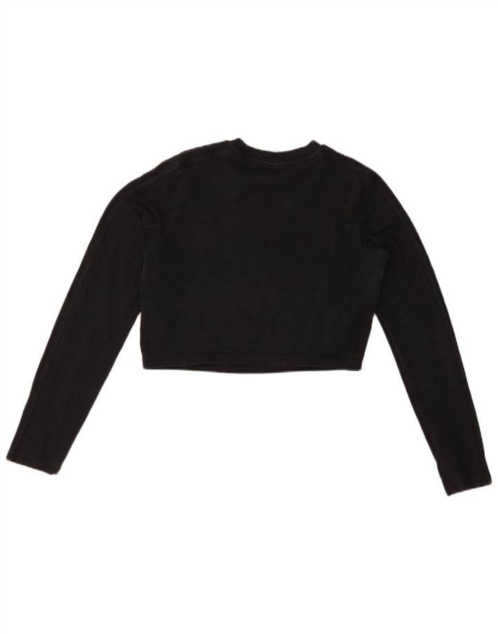 Damski krótki top ADIDAS z długim rękawem, UK 16, duży, czarny, bawełniany