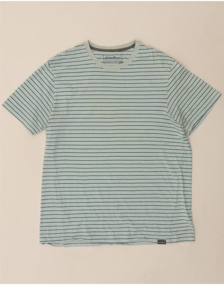 EDDIE BAUER Mens Legendwash T-Shirt Top Medium Blue Striped Cotton Vintage Eddie Bauer and Second-Hand Eddie Bauer from Messina Hembry 
