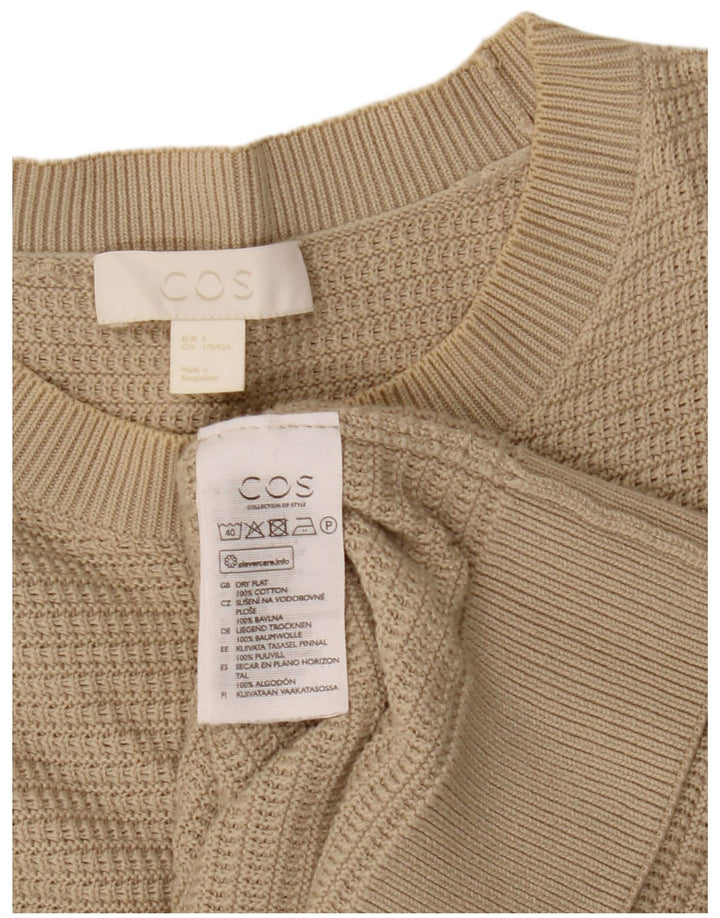 Cos Męski sweter z dekoltem w łódkę, mały, beżowy, bawełniany