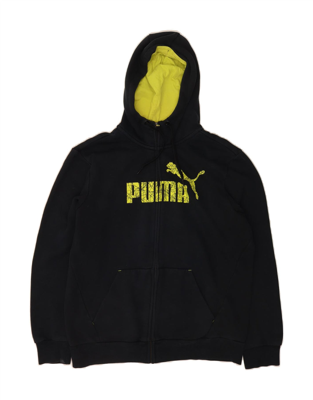 PUMA Mens Graphic Zip Hoodie Sweater Large Black Cotton Vintage Puma and Second-Hand Puma from Messina Hembry 