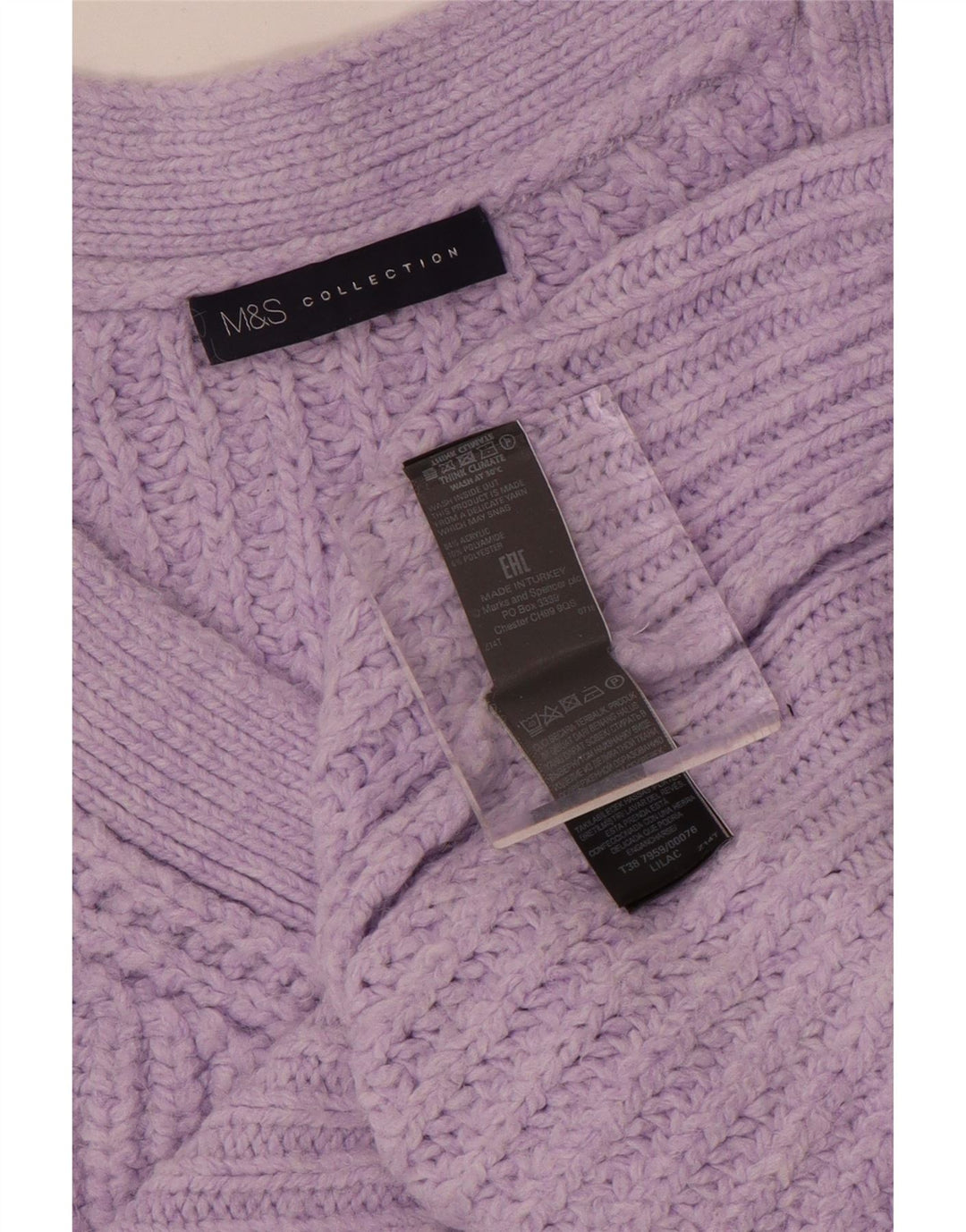 Marks & Spencer Damski sweter oversize z dekoltem w kształcie litery V, UK 14, średni fiolet
