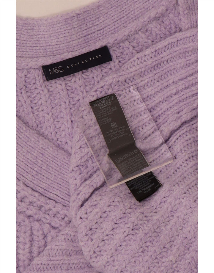 Marks & Spencer Damski sweter oversize z dekoltem w kształcie litery V, UK 14, średni fiolet