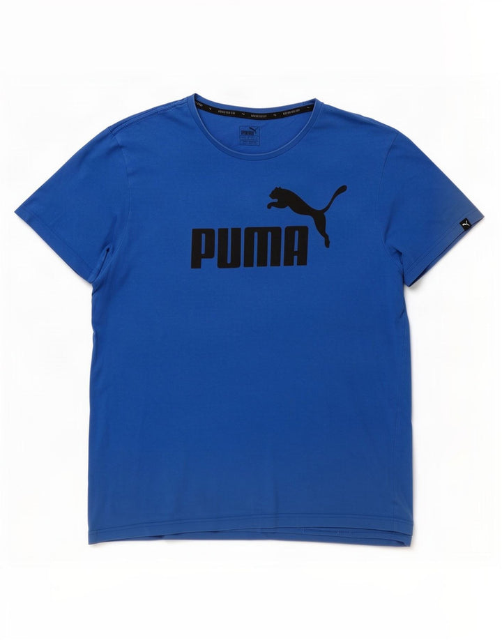 Męska koszulka z grafiką Puma, 2XL, niebieska, bawełniana