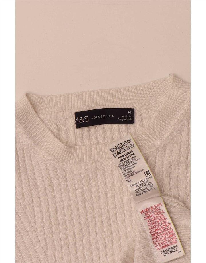 Marks & Spencer Damski sweter z dekoltem w łódkę, UK 10, mały, biały