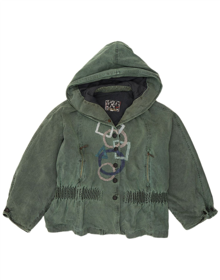 Damska kurtka wiatrówka z kapturem Ernestina Cerini IT 46, duża, zielona, ​​lata 90-te