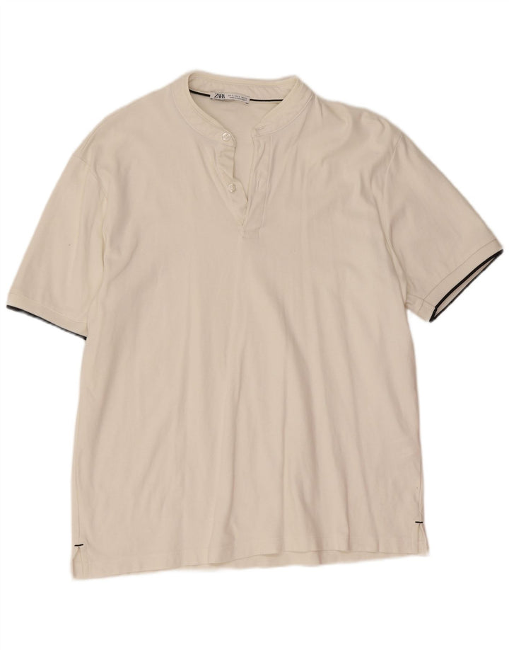 Męska koszulka polo Zara, mała, biała, bawełniana