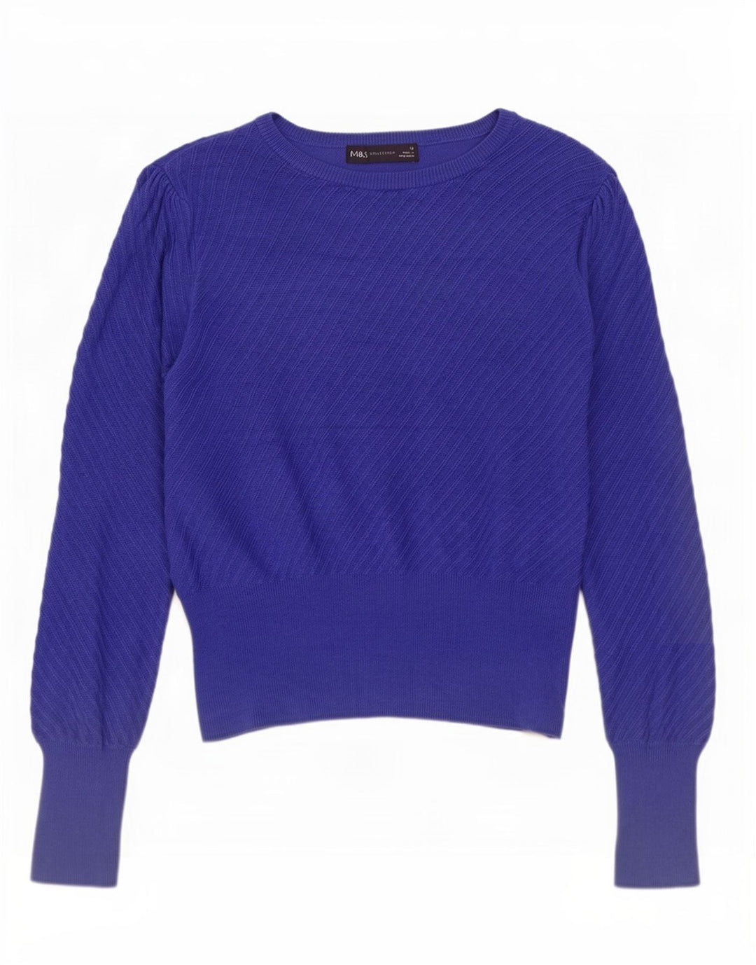 Marks & Spencer Damski sweter z dekoltem w łódkę, UK 12, średni niebieski