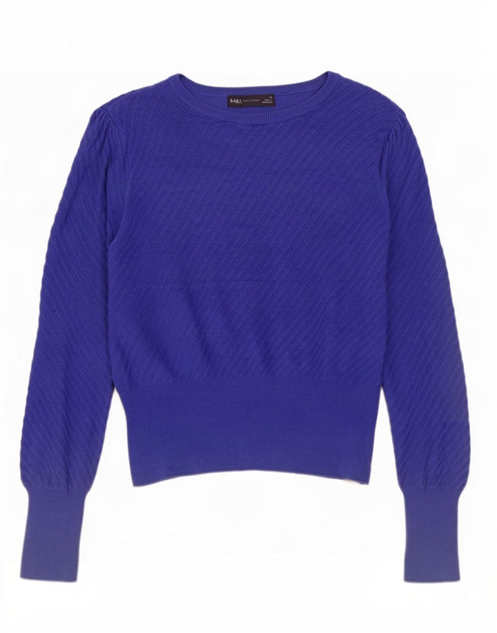 Marks & Spencer Damski sweter z dekoltem w łódkę, UK 12, średni niebieski