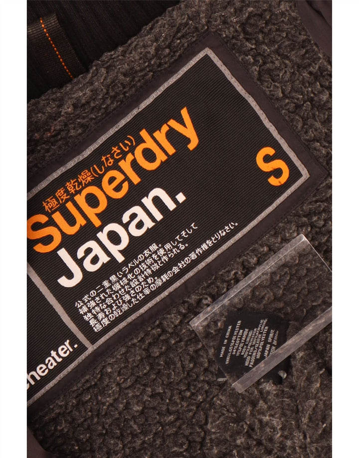 Damski płaszcz wiatrówka z kapturem Superdry UK 10, mały, czarny poliester
