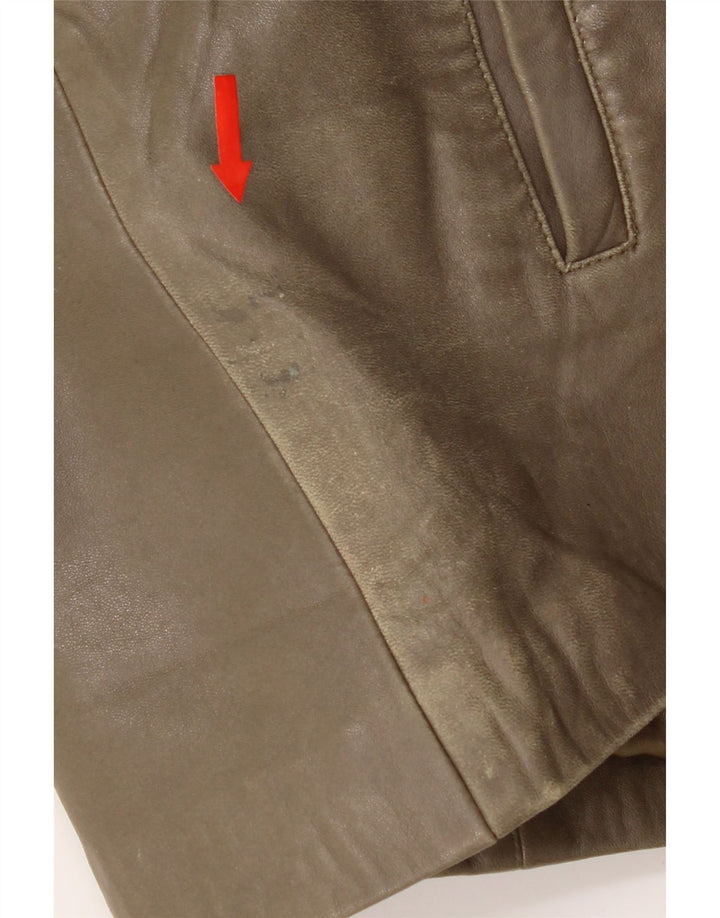 Damska kurtka skórzana w stylu vintage IT 44, średnia skóra khaki