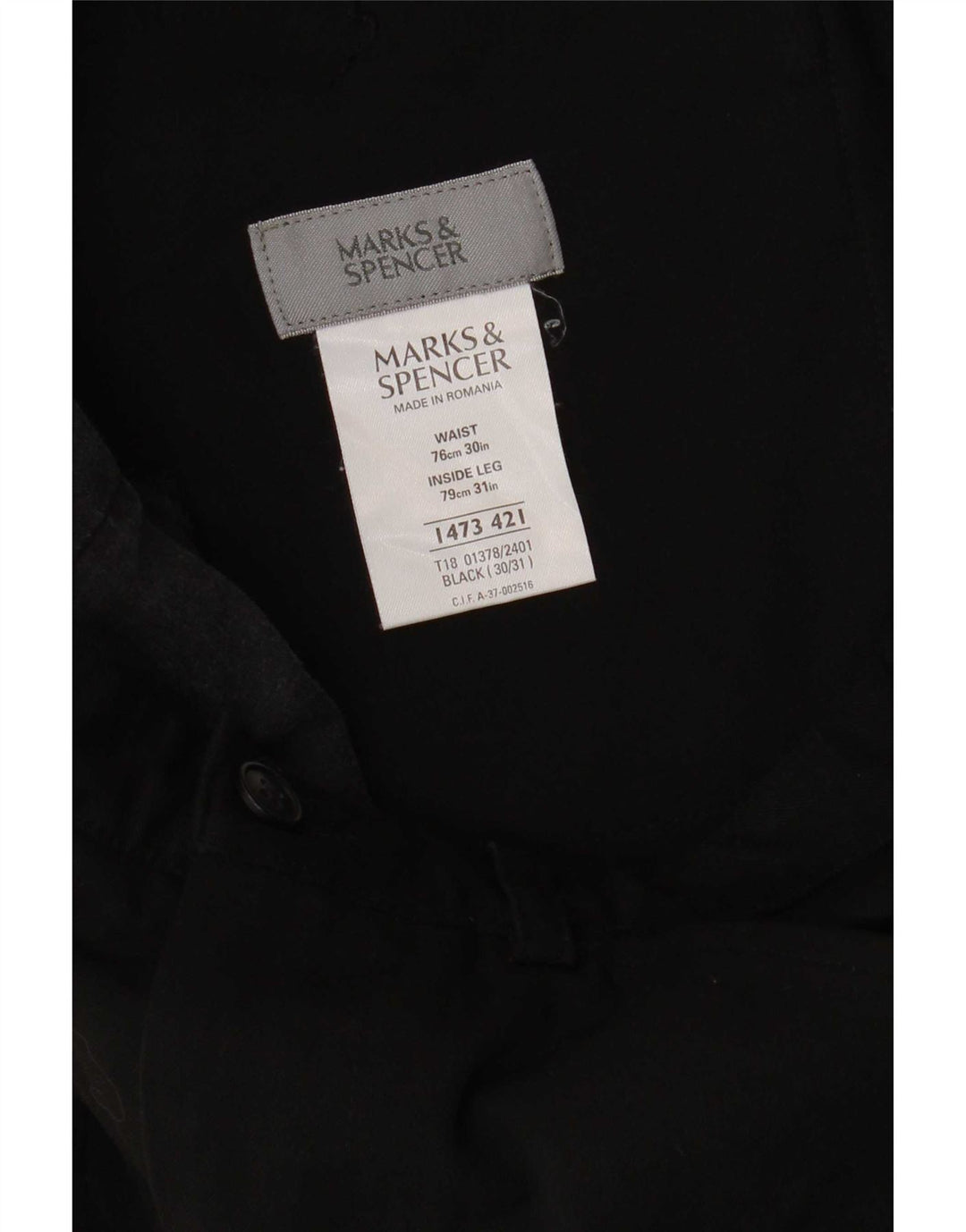 Męskie proste spodnie codzienne Marks & Spencer W30 L31 Czarny poliester