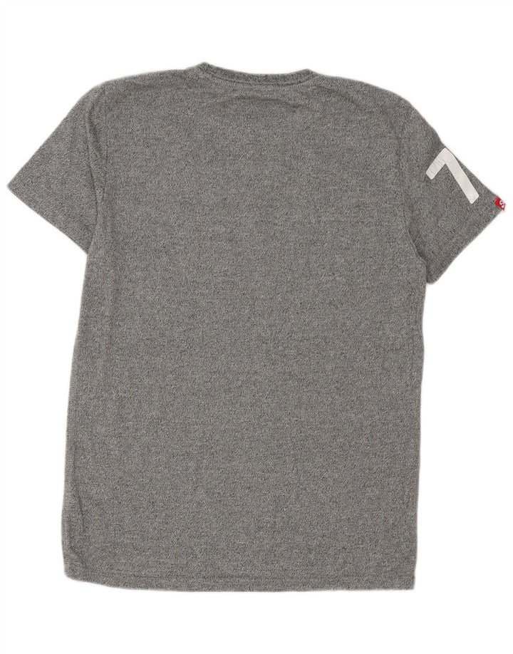 Męski T-shirt z grafiką Superdry, duży, szary, bawełniany