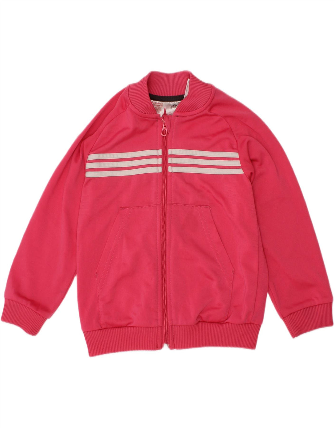 ADIDAS Girls Graphic Tracksuit Top Jacket 3-4 Years Pink Polyester