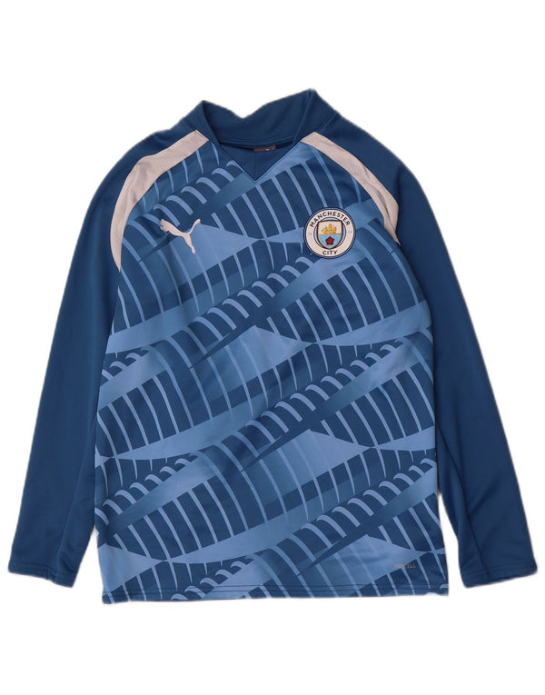 Puma Boys Manchester City Top Long Sleeve 13-14 Years Blue Striped