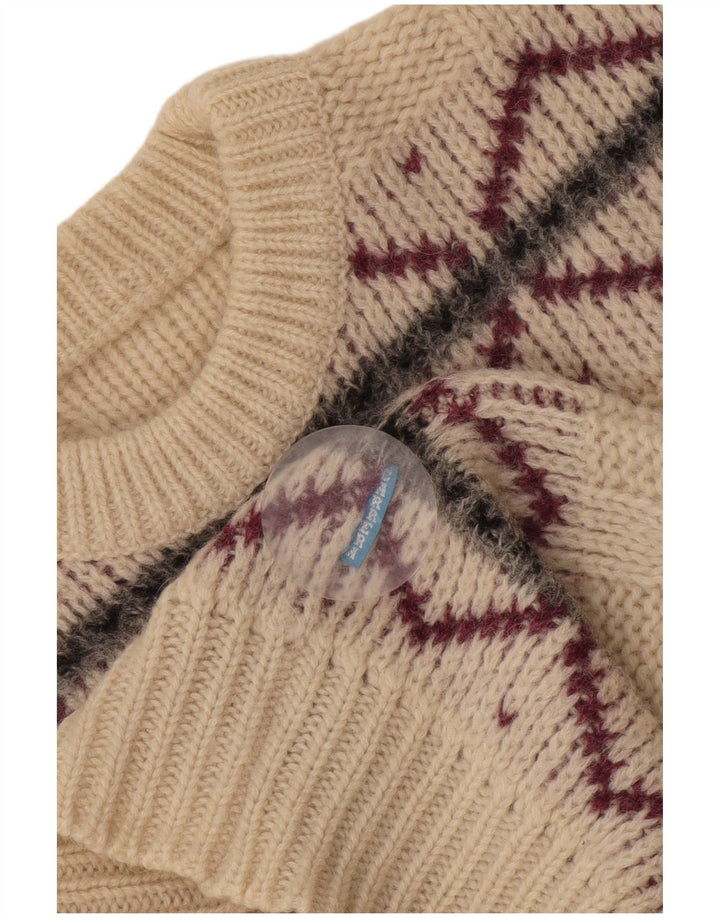 Męski sweter z okrągłym dekoltem Carrera, mały, w kolorze złamanej bieli Argyle/Diament