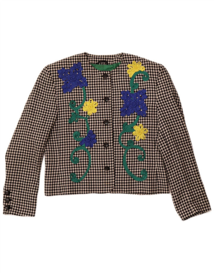 Damska marynarka PORTARA zapinana na 5 guzików, EU 38, średnia czarna kratka