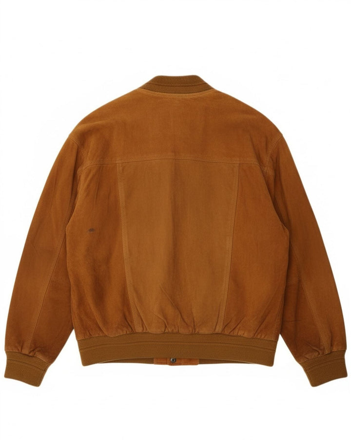 Vintage męska zamszowa kurtka bomber IT 52 XL beżowa skóra