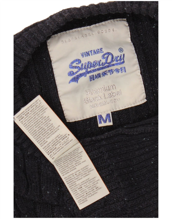 SUPERDRY Damski sweter z dekoltem w łódkę UK 12 Średni granatowy, bawełniany