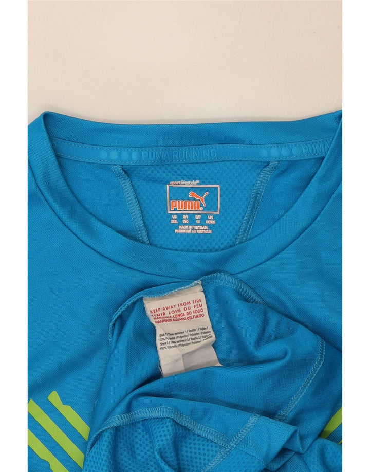 Chłopięcy T-shirt z grafiką Puma, 15-16 lat, niebieski poliester