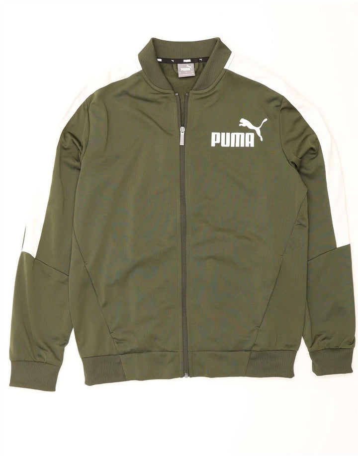 Męska kurtka dresowa Puma z graficznym topem, poliestrowa w kolorze średniej zieleni