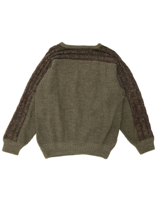 Sweter damski w stylu vintage z okrągłym dekoltem IT 52 2XL Zielony, blok kolorów