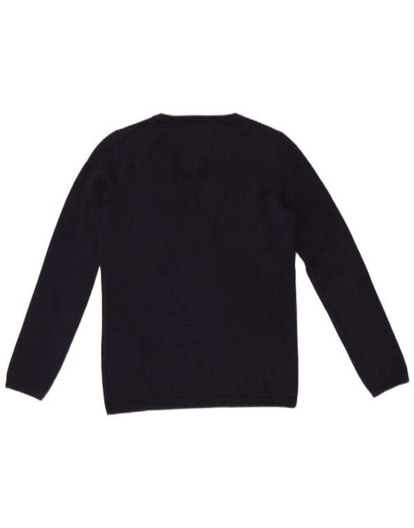 Tommy Hilfiger Womens V-Neck Jumper Sweater UK 10 Small Navy Blue Cotton