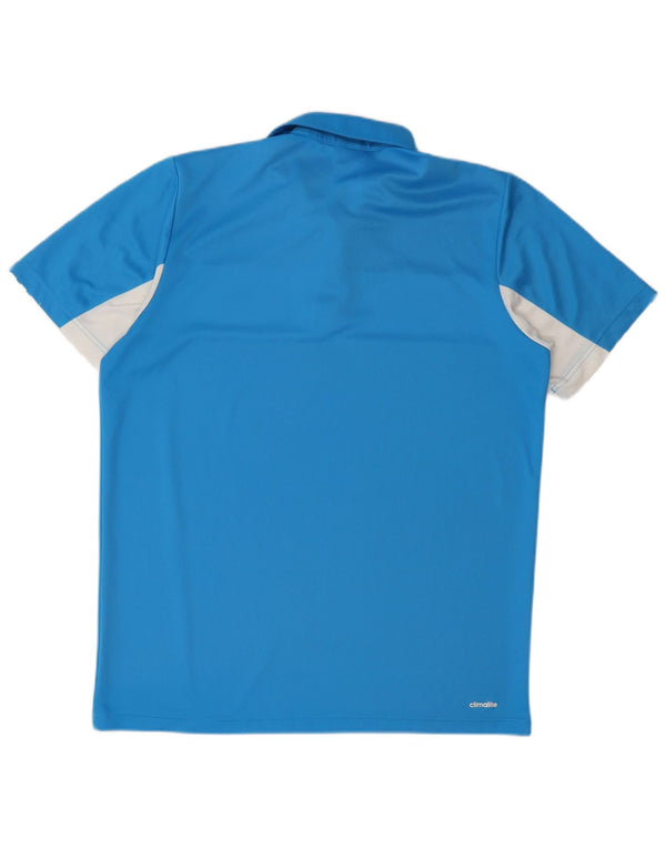 Męska koszulka polo Adidas Climalite, duża, niebieska, z blokami kolorów, poliester