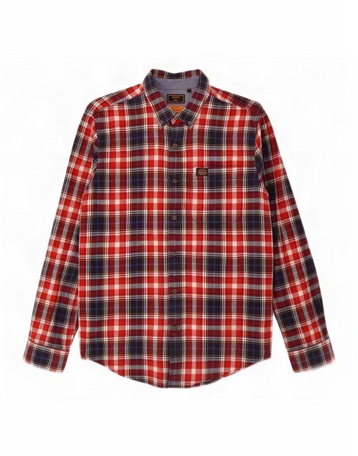 Męska koszula flanelowa Superdry XL, bawełniana w czerwoną kratę