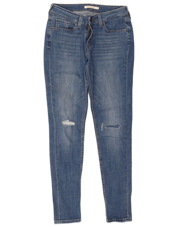 Damskie jeansy Levi's 535 w trudnej sytuacji, bardzo obcisłe, W29 L30, niebieska bawełna