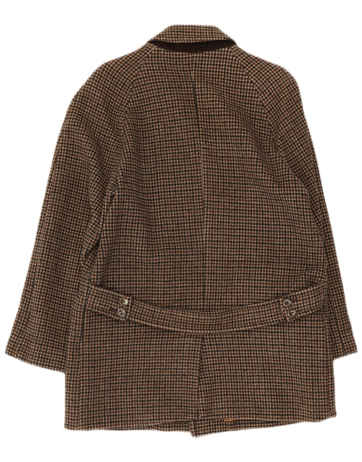 Płaszcz męski vintage UK 36 Small Brown w pepitkę