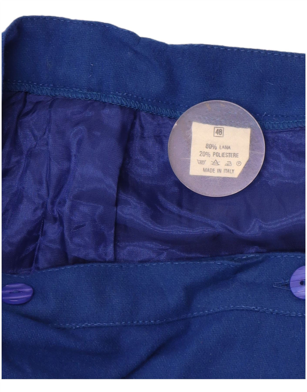 Vintage damska spódnica kopertowa IT 48 XL W38 niebieska wełniana w kwiaty