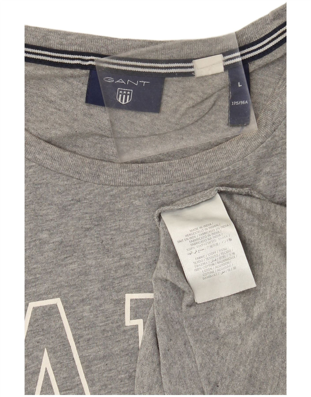 Męski T-shirt z grafiką Gant, duży, szary, bawełniany