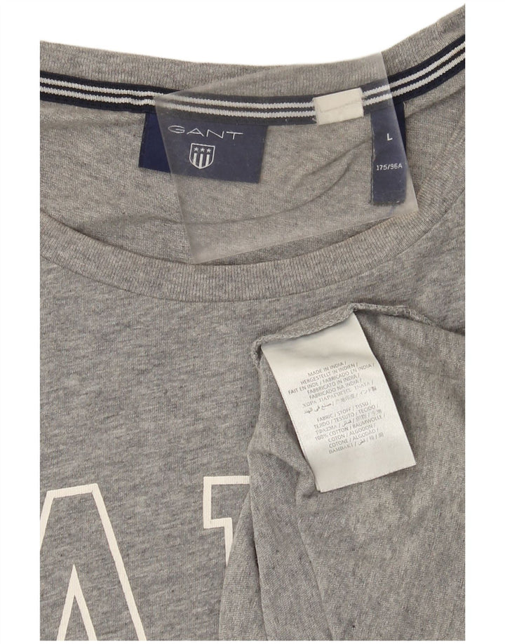 Męski T-shirt z grafiką Gant, duży, szary, bawełniany