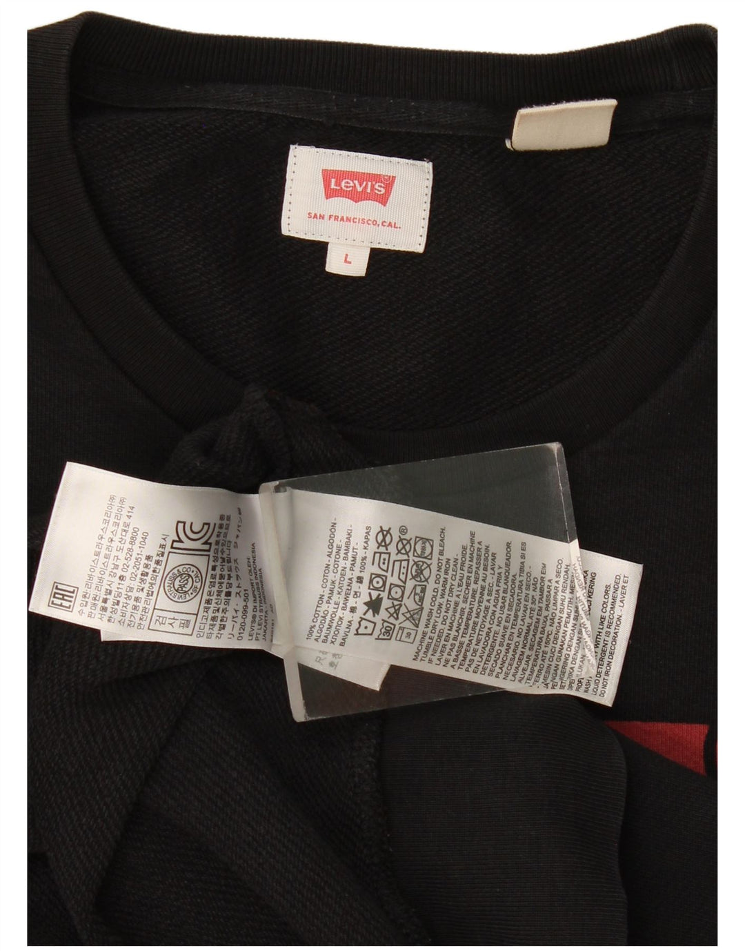 Męska bluza z grafiką Levi's, duża, czarna, bawełniana