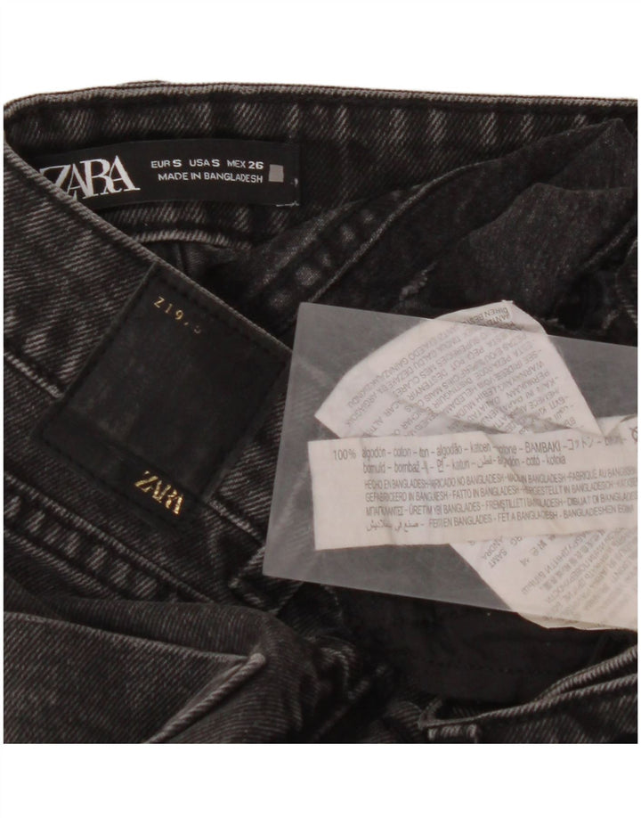 Damskie spodenki jeansowe ZARA z wysokim stanem, małe W26, szare, bawełniane