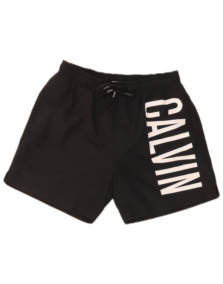 Męskie spodenki kąpielowe Calvin Klein z grafiką, małe, czarne, poliestrowe
