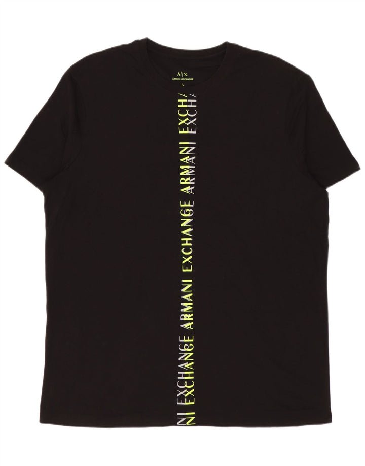 Męski T-shirt z grafiką Armani Exchange, duży, czarny, bawełniany