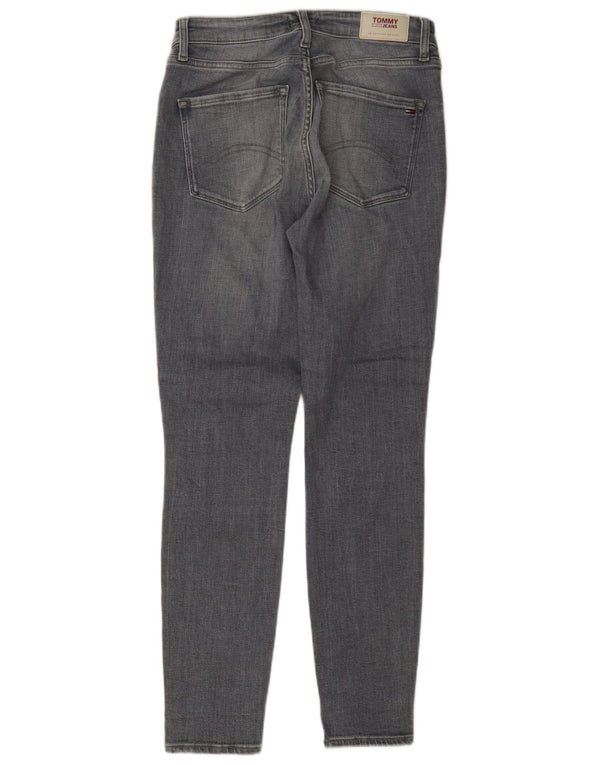 Damskie dżinsy rurki Tommy Hilfiger z wysokim stanem W30 L30 Szara bawełna