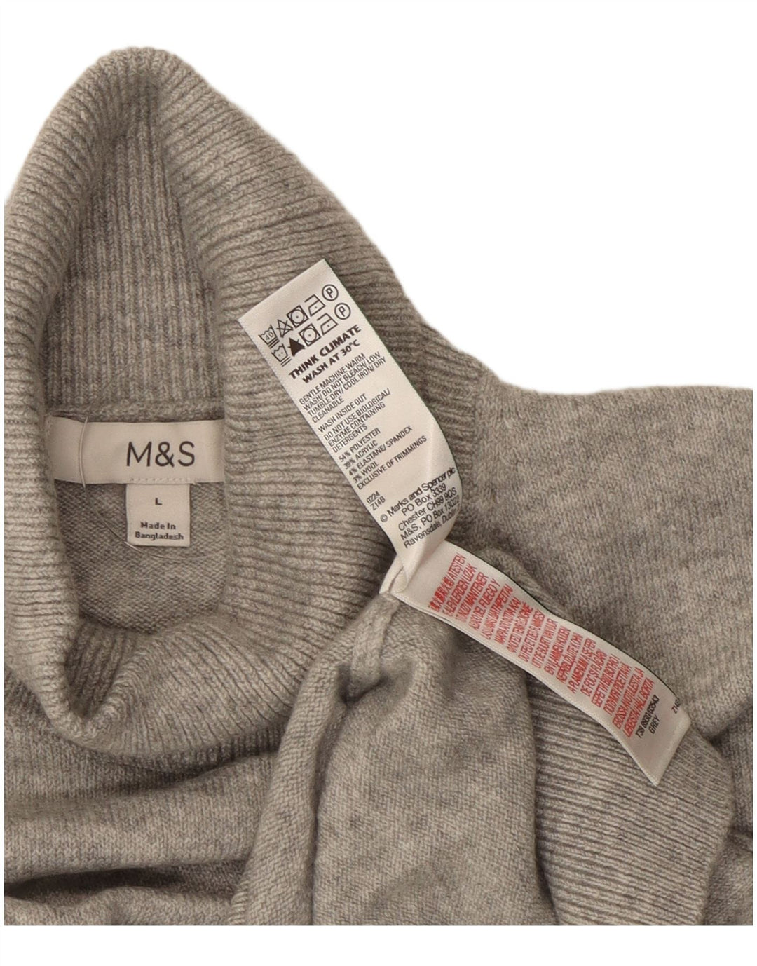 Marks & Spencer Damski sweter z golfem UK 16, duży, szary, nakrapiany