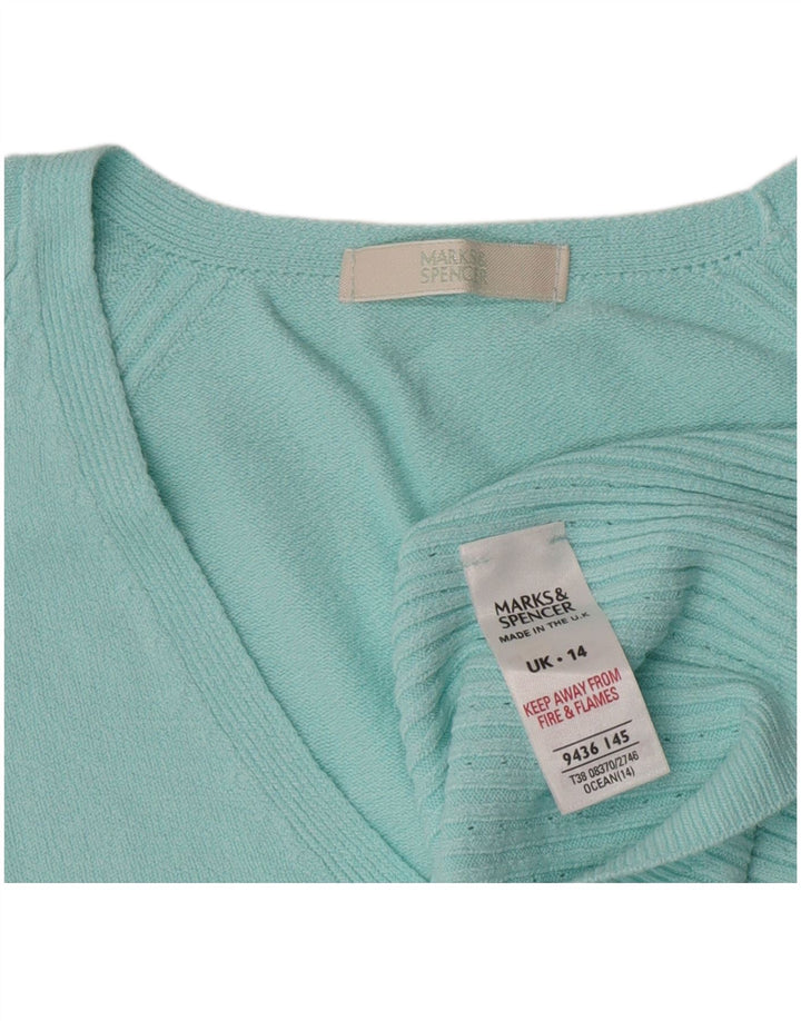 Marks & Spencer Damski sweter z dekoltem w kształcie litery V, UK 14, średni turkus
