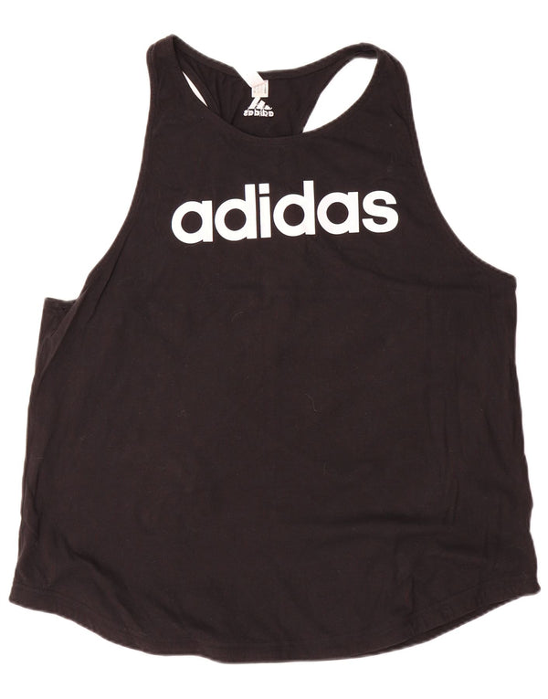 Damska koszulka z grafiką Adidas Top UK 24/26 2XL Czarna bawełna