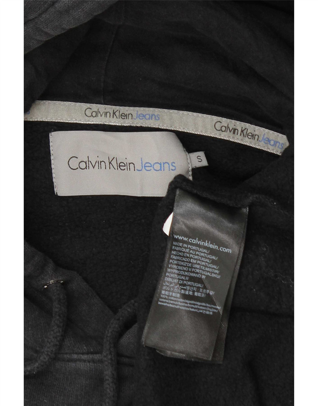 Męski sweter z kapturem i grafiką Calvin Klein, mały, szary, bawełniany