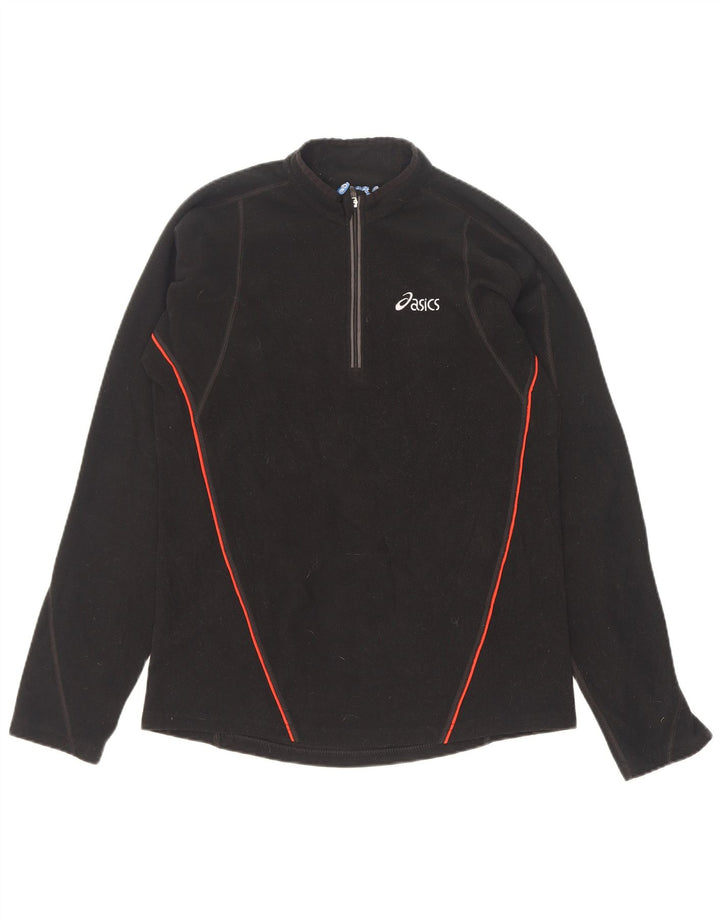 Męski sweter polarowy Asics z zamkiem błyskawicznym, mały, czarny poliester