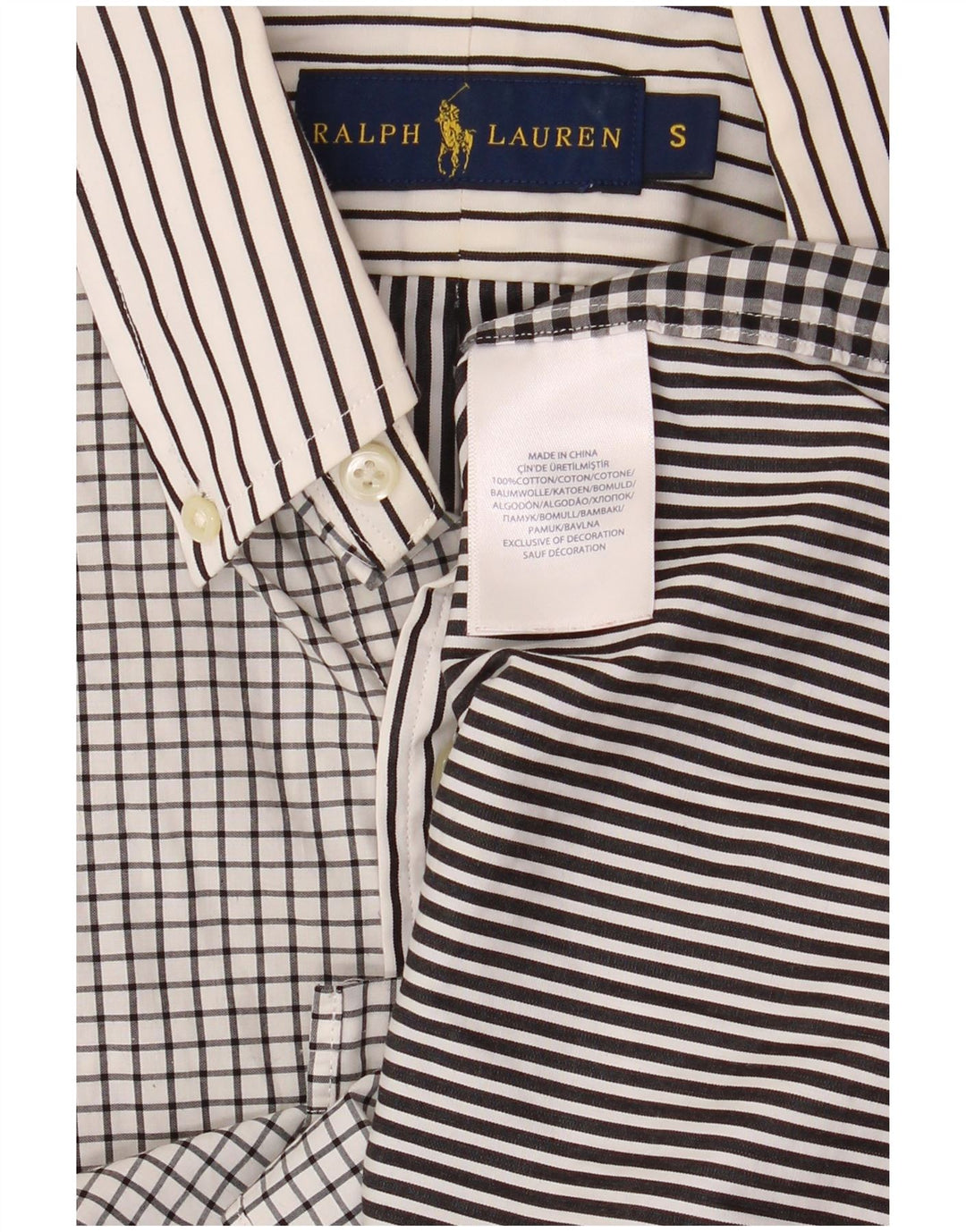 Koszula męska Ralph Lauren, mała, czarna, patchworkowa, bawełniana