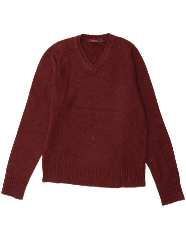 Męski sweter Zara z dekoltem w kształcie litery V, średni burgund